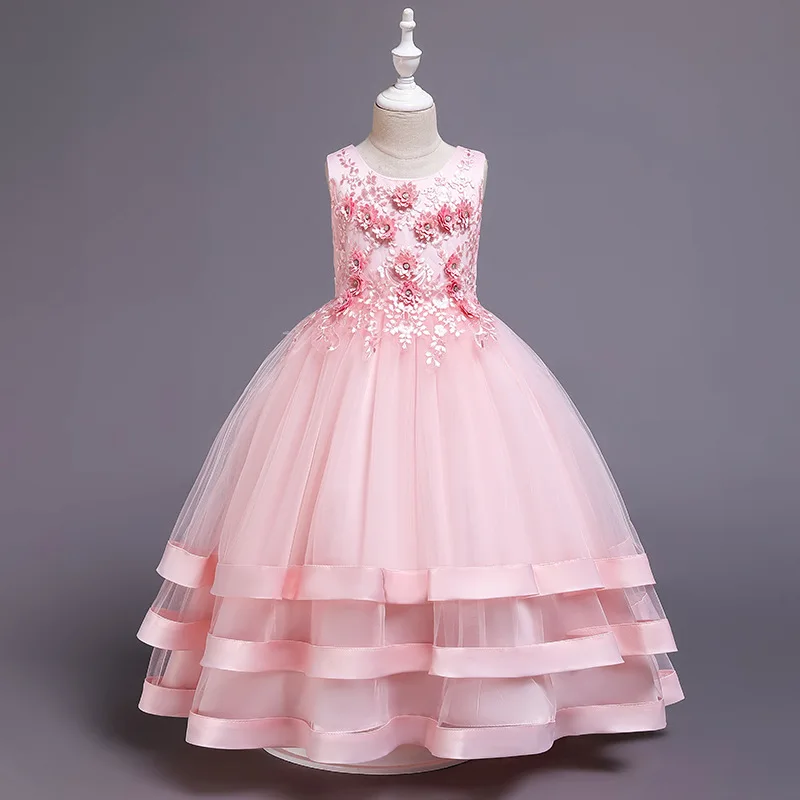 

Flower girls Dress The embroidery evening dress Girls Dresses Wedding Party applique gown pageant dresses for girls