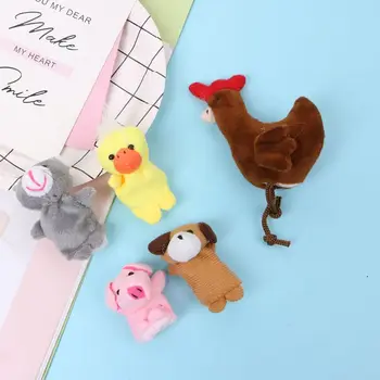 

5Pcs Cartoon Animal Dolls Finger Puppets Set Mini Plush Baby Boys Girls Story Telling Hand Cloth Doll Educational Toys