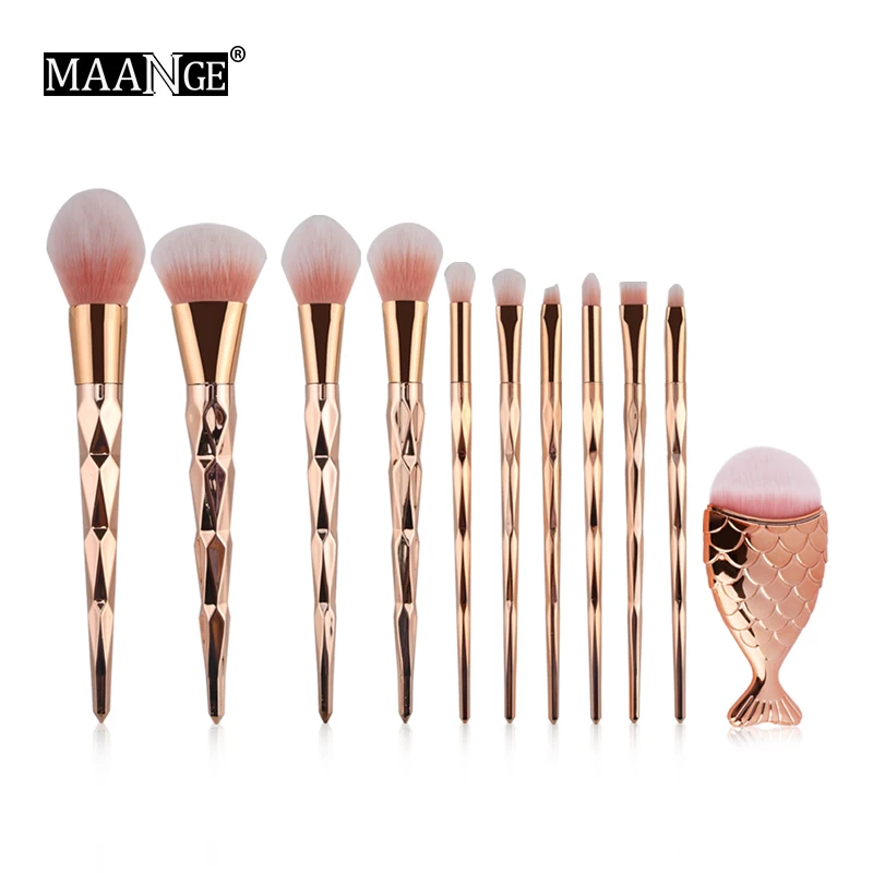 8-11Pcs/kit Beauty Makeup Brushes Set Cosmetic Beauty Tool Mermaid Foundation Powder Eye Shadow Brow Blending Face Make Up Brush