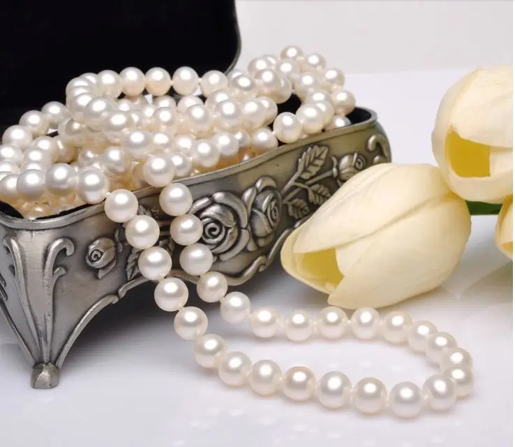 

8-9mm Australian south seas white pearl necklace 26inch