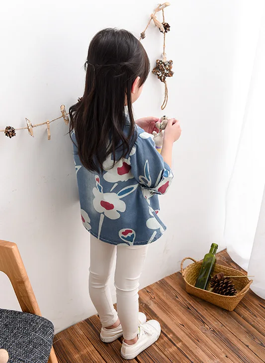 Новинка года, весенне-Осенняя детская одежда в Корейском стиле для девочек ковбойская куртка с длинными рукавами для девочек