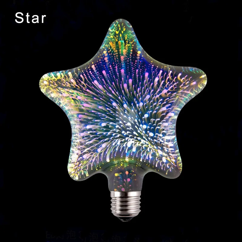 Фейерверк 3d иллюзия Лампа инновационная лампа Эдисона светодиодный светильник для праздничного декора E27 разноцветный Bombillas Dream ночной Светильник lambas - Испускаемый цвет: Star