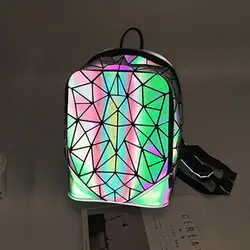 Светящийся женский рюкзак геометрический плед Bagpack блестки зеркало Saser школьный рюкзак для женщин модный рюкзак