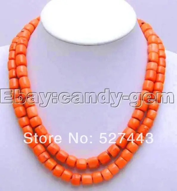 

Wholesale GENUINE 2 Strands 11MM Thick Slice Pink natural Coral 17-18" Necklace &clasp