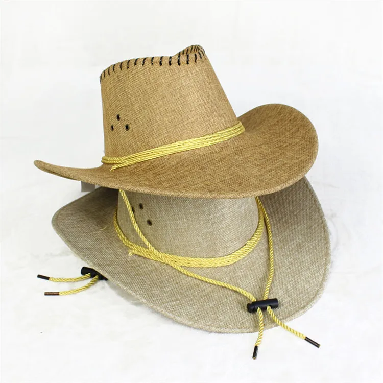 Hot Sale Western Cowboy Style Man Beach Tide Hat Sunscreen Hat Summer Outdoor Sunshade Straw Hat ACA45 (5)