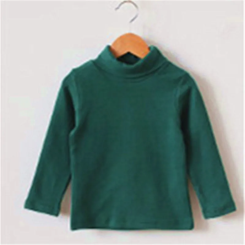 Коллекция года, новые осенние базовые хлопковые рубашки для девочек зимняя футболка с воротником-хомутом для детей возрастом от 3 до 8 лет, одежда с длинными рукавами для маленьких девочек, AA3050 - Цвет: Зеленый