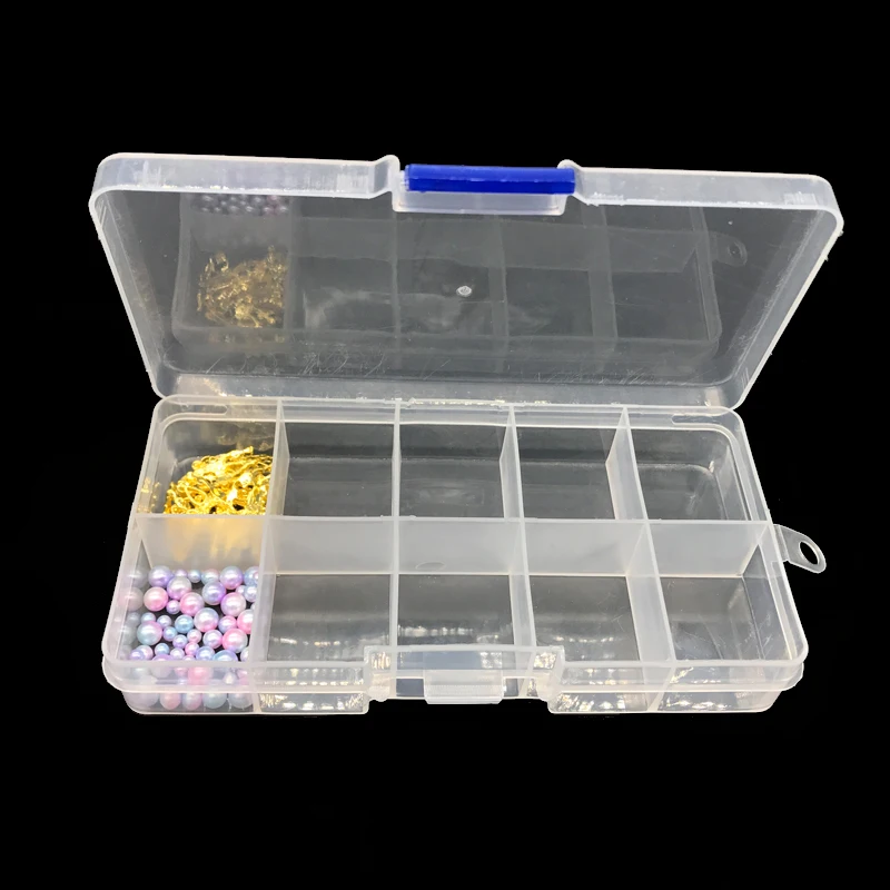 10 ячеек пустая коробка для хранения прозрачный дизайн ногтей украшения Стразы Кристаллы ювелирные изделия бусины Ongles материал контейнер, инструменты