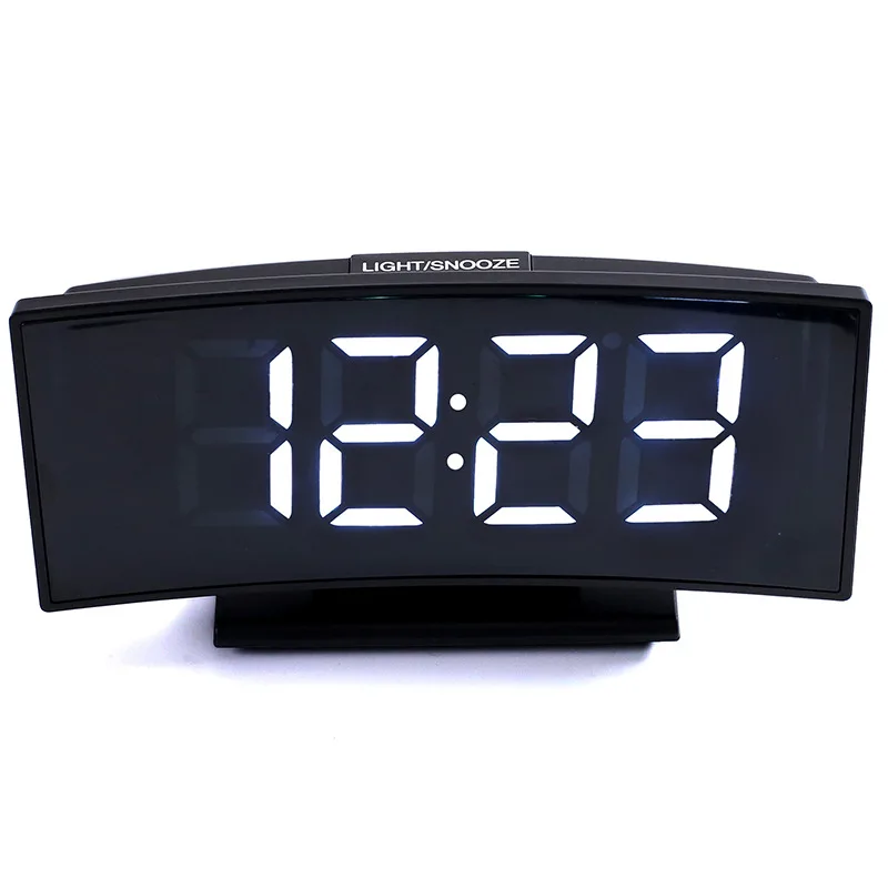 Светодиодный электронный будильник для рабочего стола, температурный дисплей, большой цифровой дисплей, повтор, ночные часы, дугообразные цифровые часы
