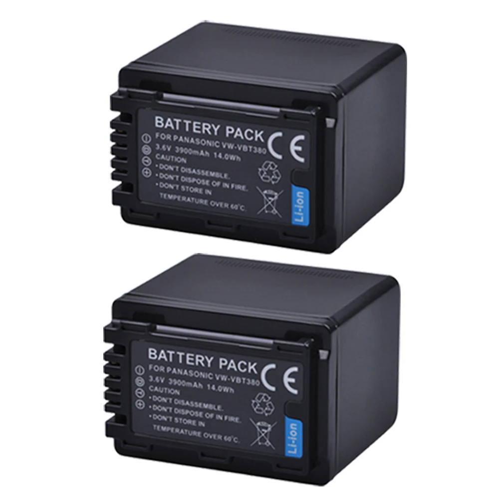 

2pc VW-VBT380 VW VBT380 3900mAH Li-ion Camera Battery for Panasonic HC-V180GK HC-V380GK HC-W580GK HC-W580MGK HC-V110 HC V130 160