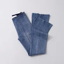 Горячая Распродажа, женские облегающие длинные джинсовые брюки с высокой талией, женские повседневные синие/черные эластичные расклешенные джинсовые брюки