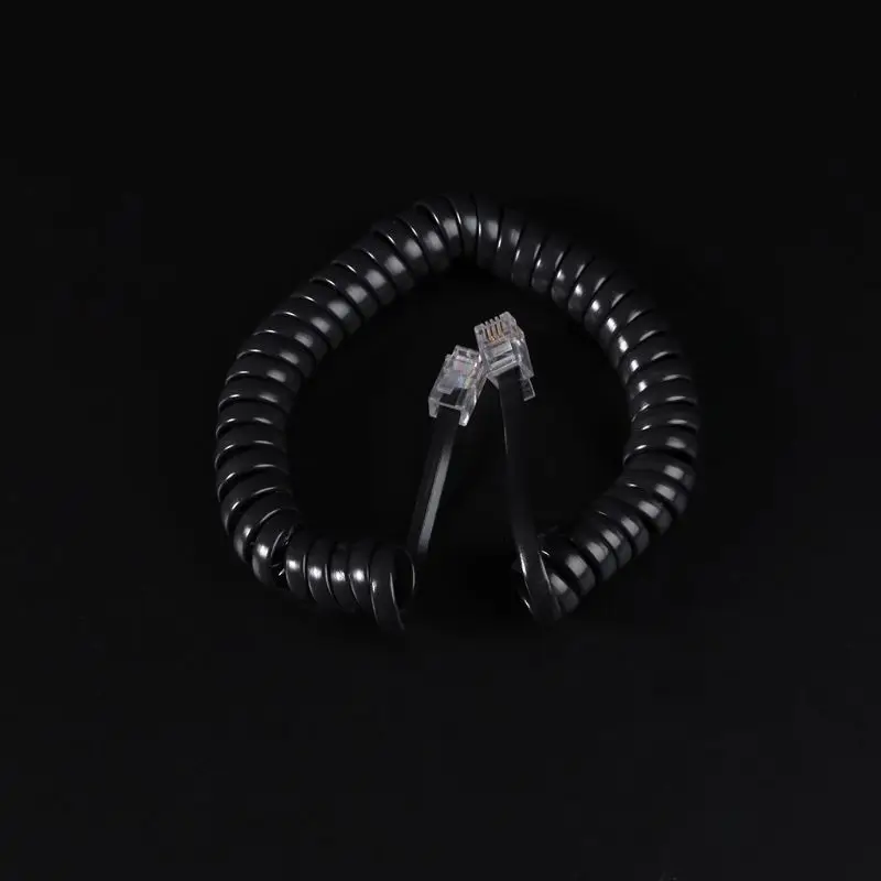 

BLACK Spring Copper Wire Long Type Handset Line Landline Telephone Coiled Cable