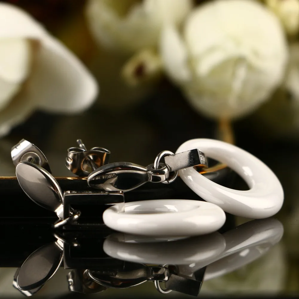 Модные белые круглые серьги для женщин, никогда не выцветают, материал для здоровья, керамическое серебро, CZ, циркон, серьги в форме кольца, свадебные ювелирные изделия