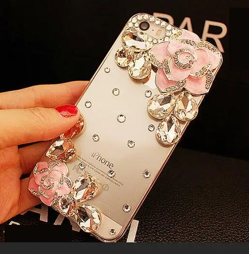 

For Motorola Moto Z Z2 Z3 Play Force G4 G5 G5S G6 G7 Power E4 E5 X4 Plus Pink Rose flower Diamond cover Rhinestone Case