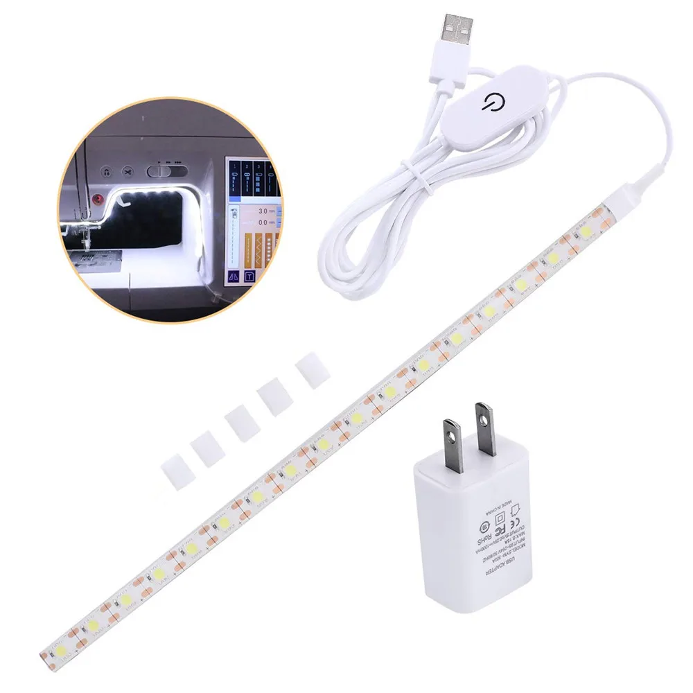 

FGHGF Sewing Machine LED Light, 6.6ft Cord with Touch Dimmer and USB Power Supply,White 6500K with 3M Strong Adhesive Tape