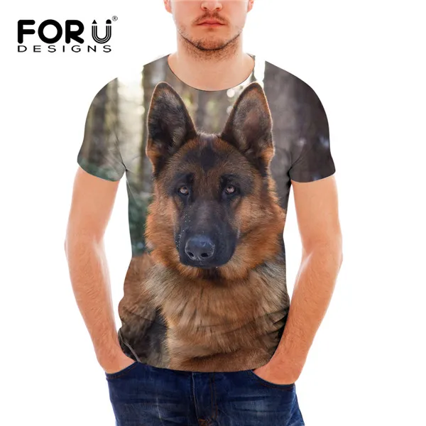 FORUDESIGNS/крутая немецкая овчарка, 3D печать, мужская летняя футболка, дышащие топы с коротким рукавом, футболки, новинка, мужская одежда - Цвет: H9252CF