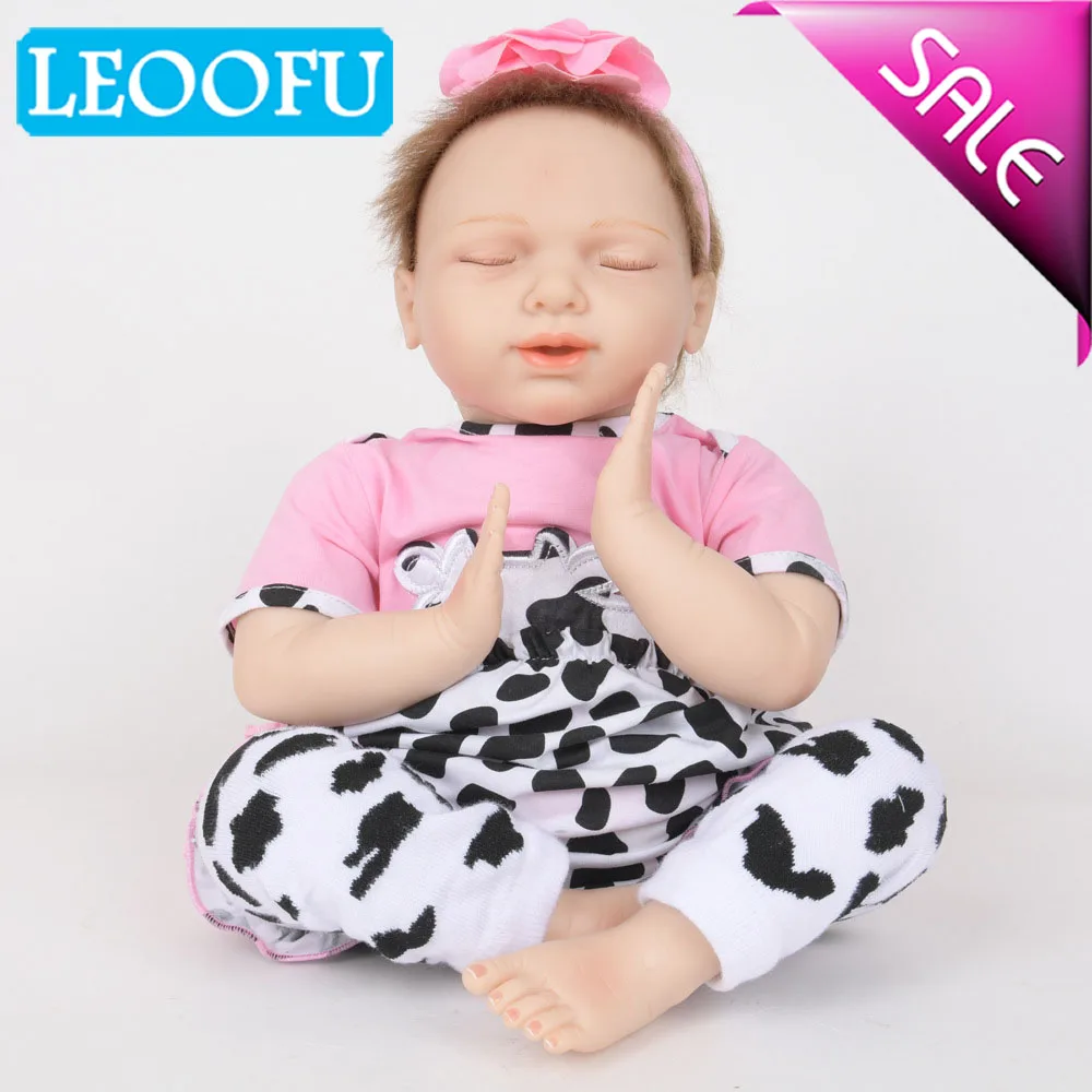 

LEOOFU 50cm 20inch realistic vinyl doll black reborn babies dolls with clothes for boy girls kids toys soft silicone reborn baby