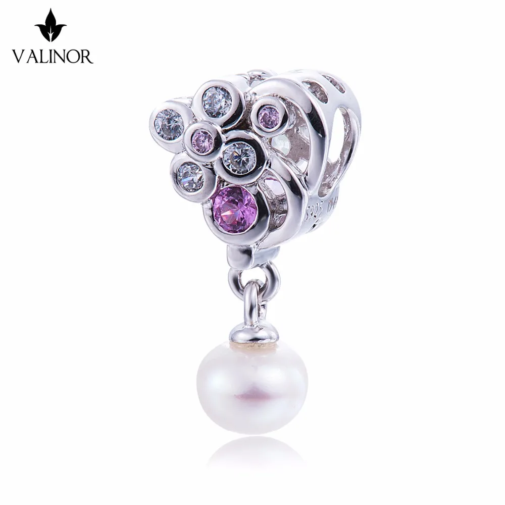 

Video! Grape vines pearl pendant 925 Sterling Silver beads charms fit Bracelets Never change color DDBJ132