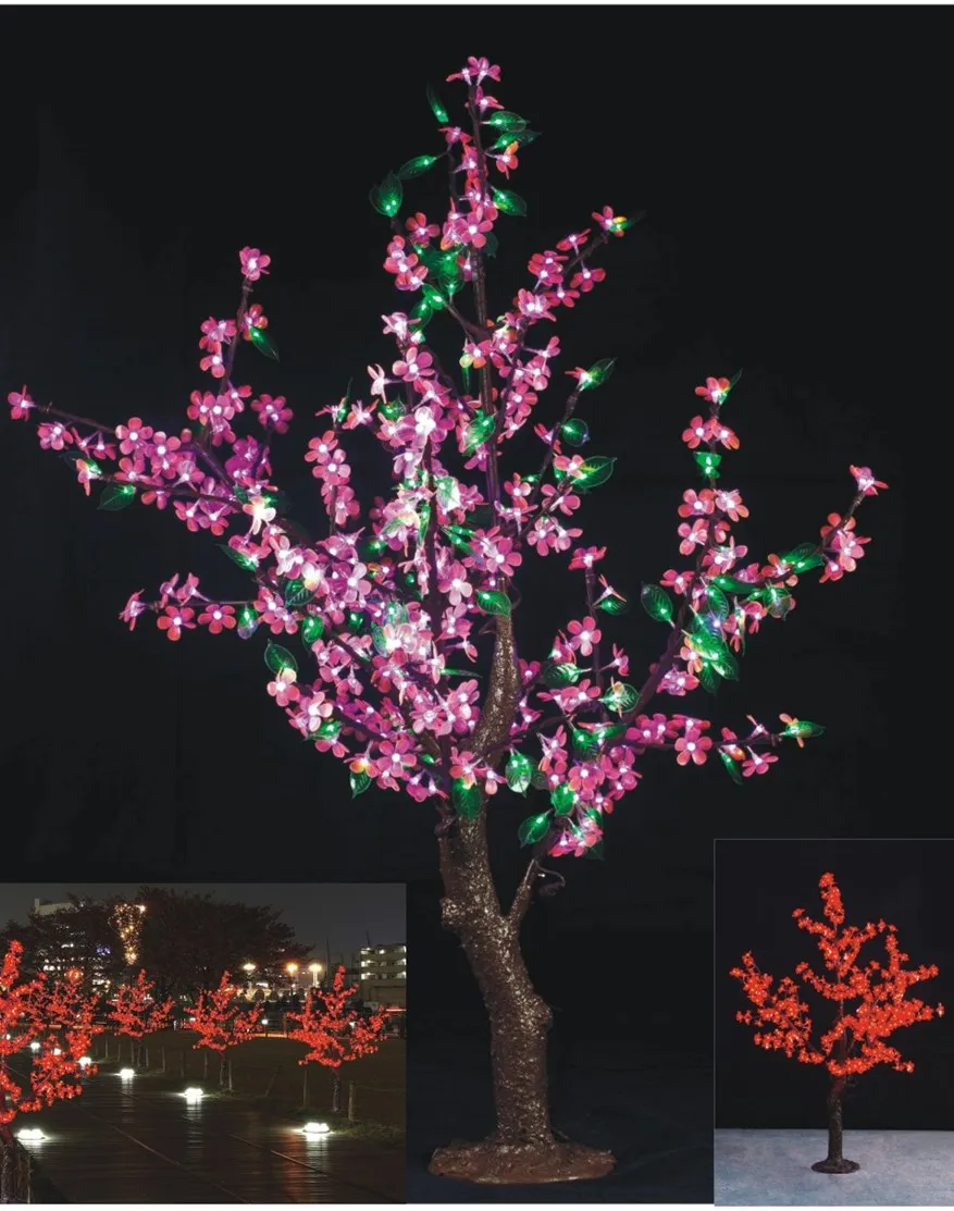 Розовый цветок+ зеленый лист 5ft 1.5ft Рождественская елка легкая симуляция вишни Цветущая елка природные стволы вечерние свадебные праздники использование