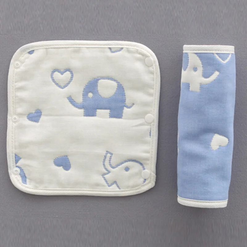 2Pcs/Set Baby 6 Layers Cartoon Print Bibs & Burp Cloths Cotton Towel