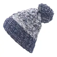 Новинка; сезон осень-зима; теплая вязаная шапка Для женщин Шапки Для мужчин шапка Кепки вязаная шапка, акриловая шапка с помпоном ACI138