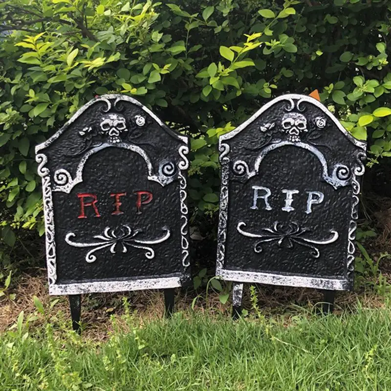 

Halloween Simulation Tombstone Haunted House Stone Prop Horror Chamber Scene Layout Tombstone - 41x24cm (Black)