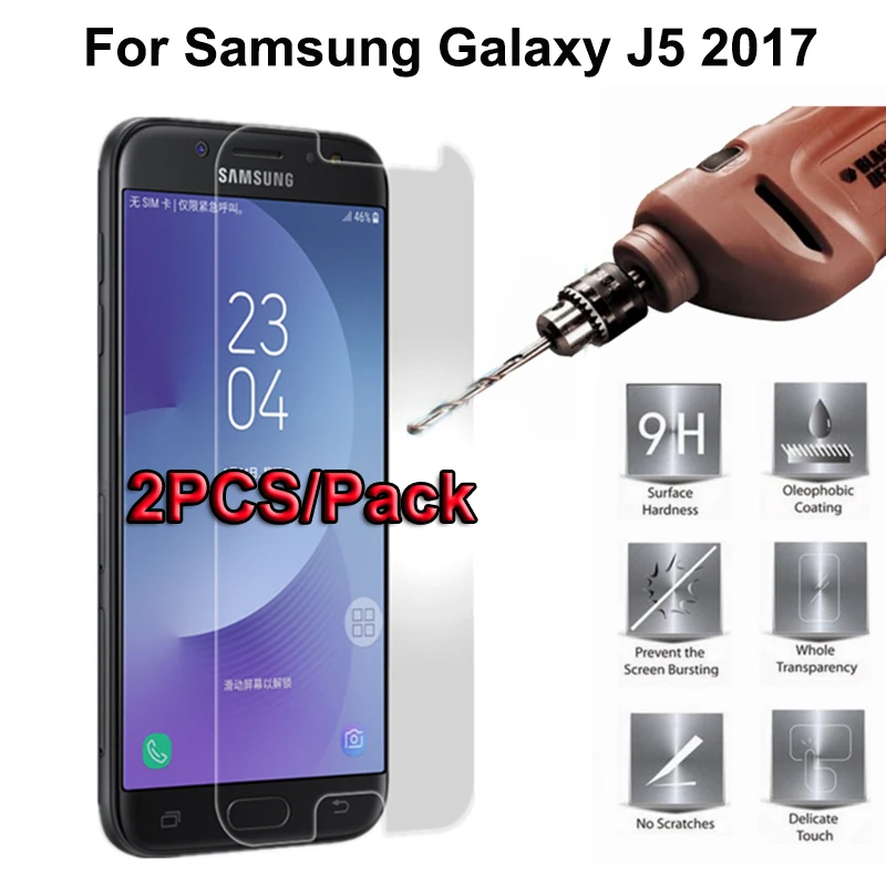 Стекло для Samsung Galaxy J5 2017 закаленное стекло Защита экрана J530 пленка ^ 2 шт.|glass for