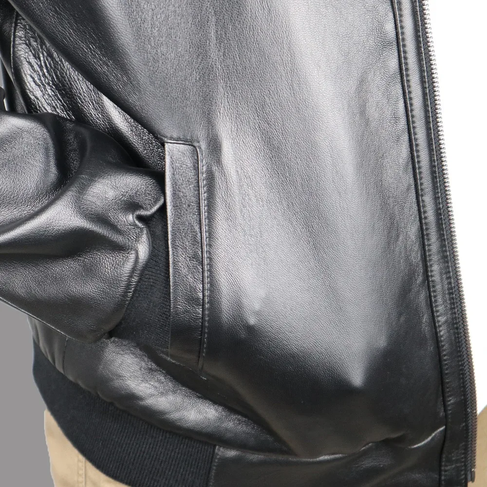 Новая мужская мотоциклетная куртка из натуральной овечьей кожи черного цвета