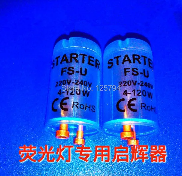 10pcs/lot fluorescent tube fuse starter with blue clear housing AC220V
