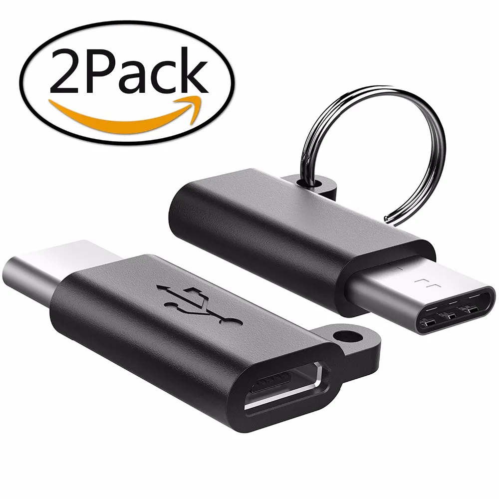 

TechRise 2-pack USB Type C Male to Micro USB Female Adapters Type-C Converter Mobile Phone Cables For Macbook Nokia Nexus Xiaomi