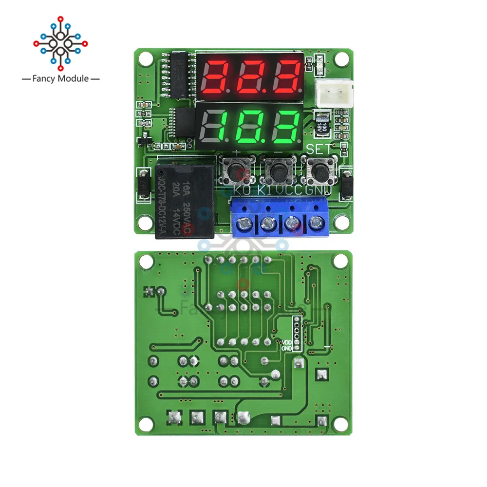 XH-W1219 DC 12 В реле двойной дисплей светодиодный цифровой термостат регулятор температуры переключатель Датчик задержки Реле времени