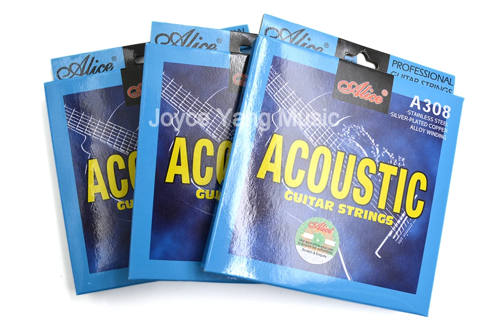 3 Sets of Alice A308 SL Acoustic Guitar Strings Sliver Plated Copper
