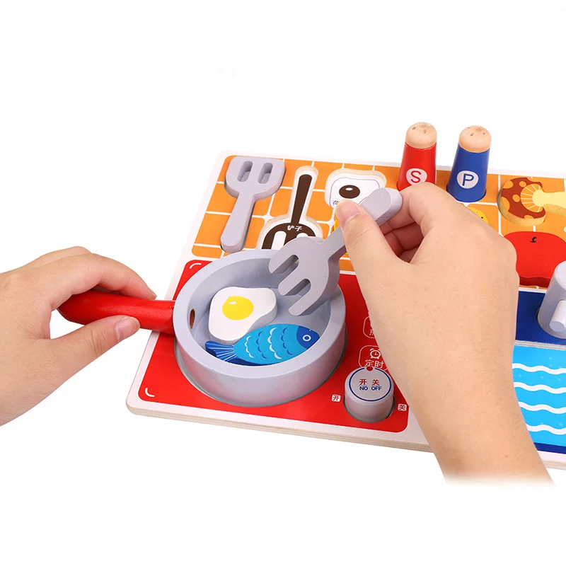 

2019 Pretend Play Kitchen Toys For Children Wooden Gas Stove with Cooking & Food Creative Kitchen Toy Set Best Gift For Children