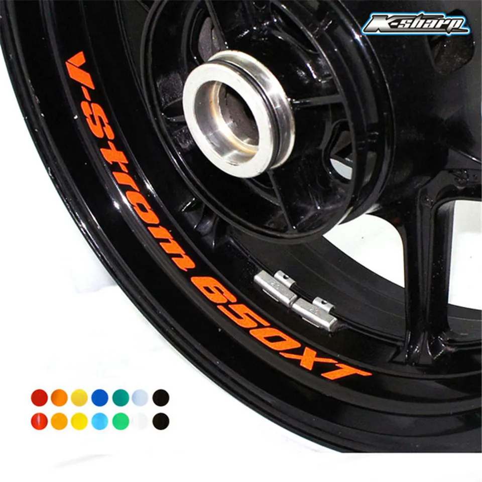 V-STROM 650 XT 8 X CUSTOM INNER RIM DECALS WHEEL Reflective STICKERS STRIPES FIT For V-STROM 650XT v-strom 650xt