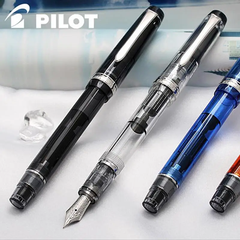 Pilot CUSTOM HERITAGE 92 прозрачный поршневой перьевая ручка классический цвет тест демонстрация Синий Оранжевый Черный