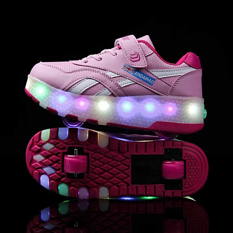  Two Wheels Luminous Sneakers USB Charging Led Light Roller Skate Shoes for Children Kids Shoes Boys - 33002003201