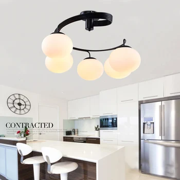 

Modern Glass Ceiling Light 3 or 5 Lights E26 E27 Base Metal Black Painting Flush Mount Ceiling Lamp for Living Room