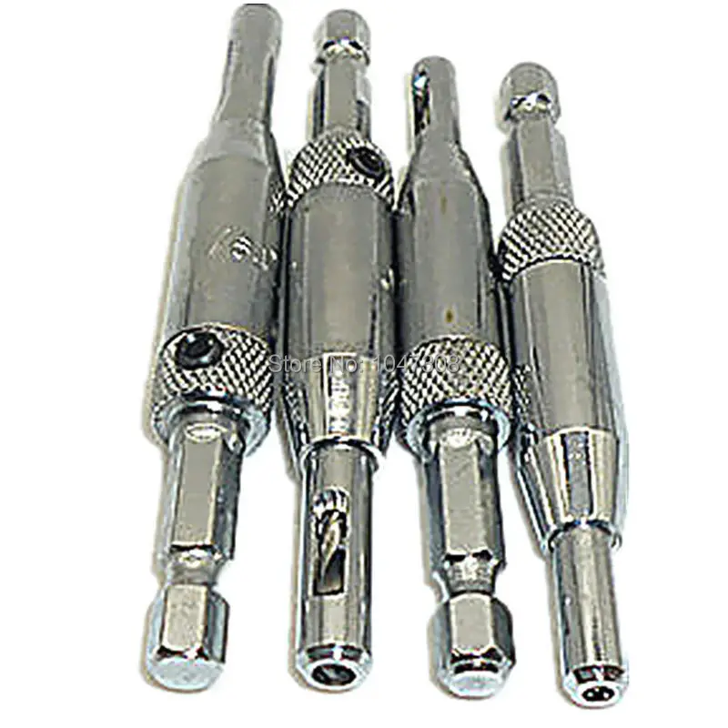4x HSS Self Centering Hinge Drill Bits Set Door Cabinet