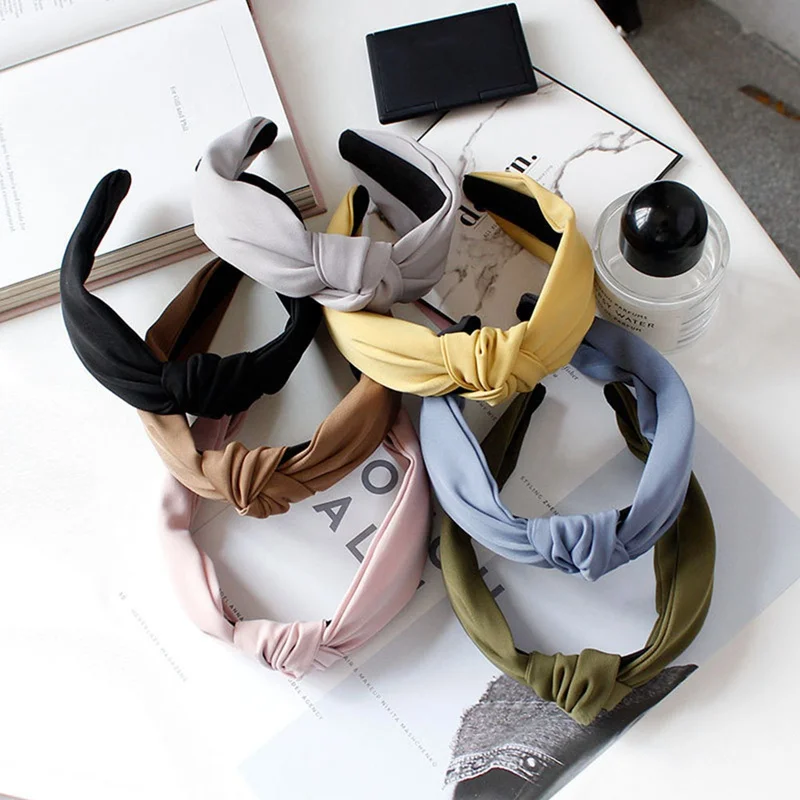 

Fashion Women Knot Turban Headband Solid Soft Yellow Black Hairband Simple Style Elastic Hairband Hair Accessories Hair Hoop