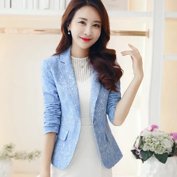 

Autumn New Jacquard Small Suit Short Jacket Slim Temperament Female One Button Long-Sleeve Turn Down Collar Tide Blazer MZ2961