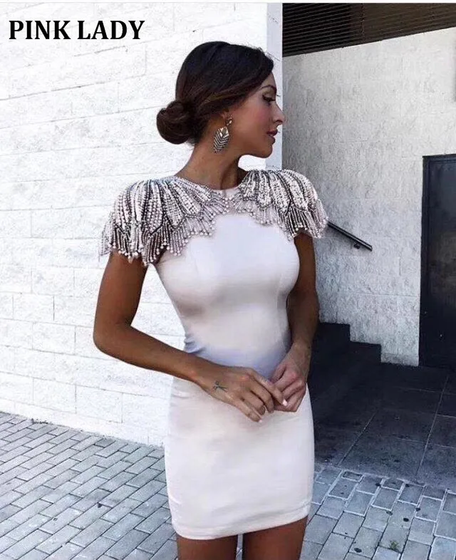 

Luxury Women Fashion Sexy Short Sleeve Black White Bandage Dress 2018 Ladies Patchwork Celebrity Evening Party Dress Q60