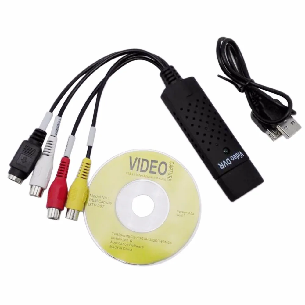 USB EasyCAP 2,0 легко колпачок Видео ТВ DVD VHS DVR Крышка туры карта проще колпачок USB видео крышка тюра устройство Поддержка Win10