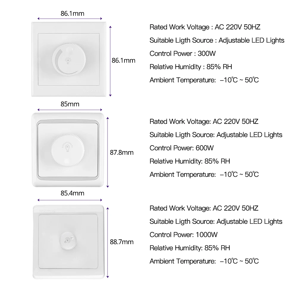 Светодиодный диммер scr настенный выключатель 300 Вт 600 Вт 1000 Вт AC220V светодиодный регулятор затемнения для затемнения потолочный светильник Точечный светильник