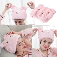 Mulher menina cabelo tampão seco cabelo-secagem cabeça envolto toalha absorvente banho turbante