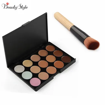 

Pro 15 Colors Contour Face Cream Makeup Cosmetic Concealer Palette Make Up Kits + 1pcs Maquiagem Powder Foundation Brushes Sets