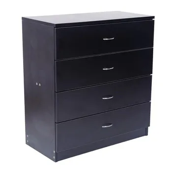 

MDF Wood Simple 4-Drawer Dresser Black Table for bedroom living room cupboard wooden chest