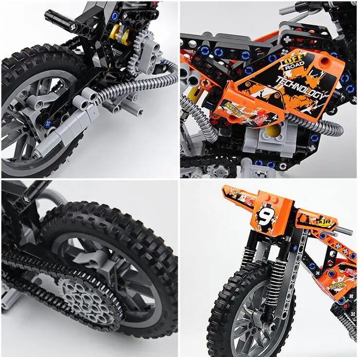 Skup 253 sztuk technic serii motocyklowe klocki do budowy maszyn grupa motocross bicks 2 w 1 model motocykla zabawki dla dzieci prezent