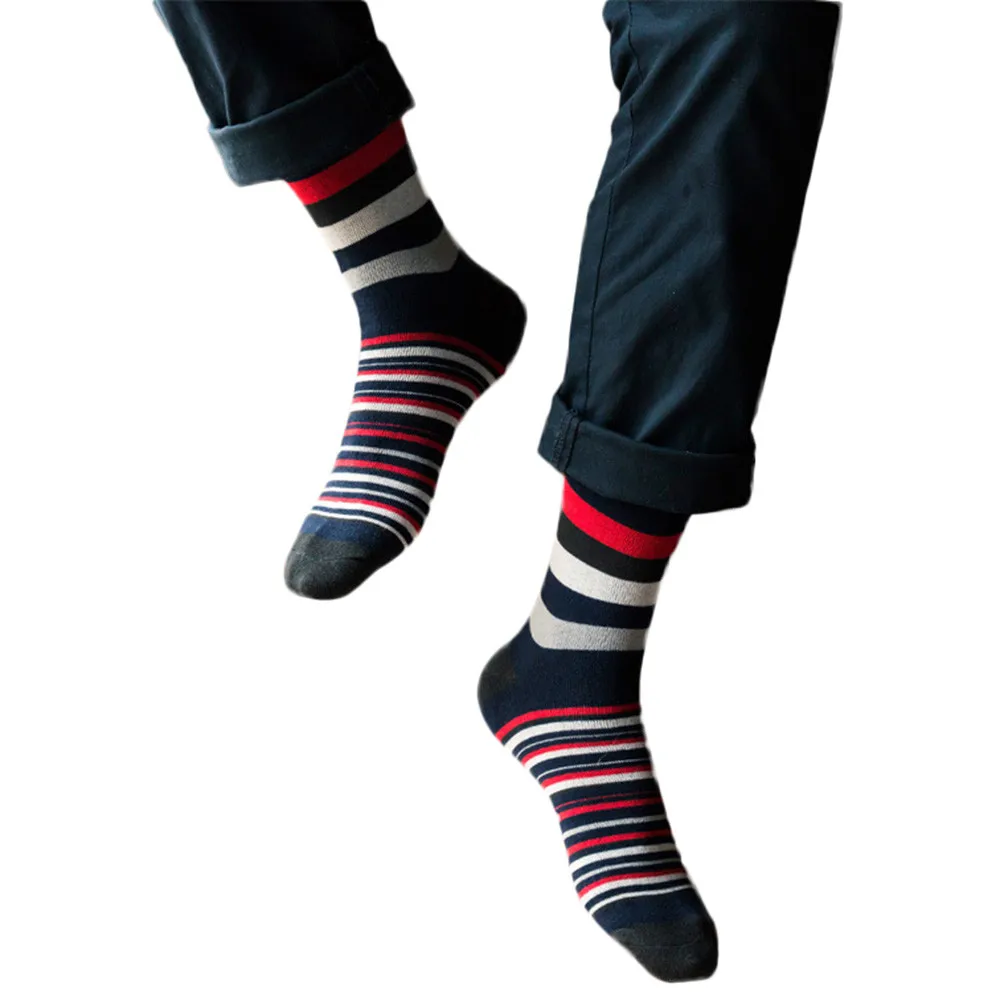 

Men Chromatic Stripe Socks Casual Breathable Combed Cotton Sock Hiphop Skate Happy Art Funny Socks Calcetines #10