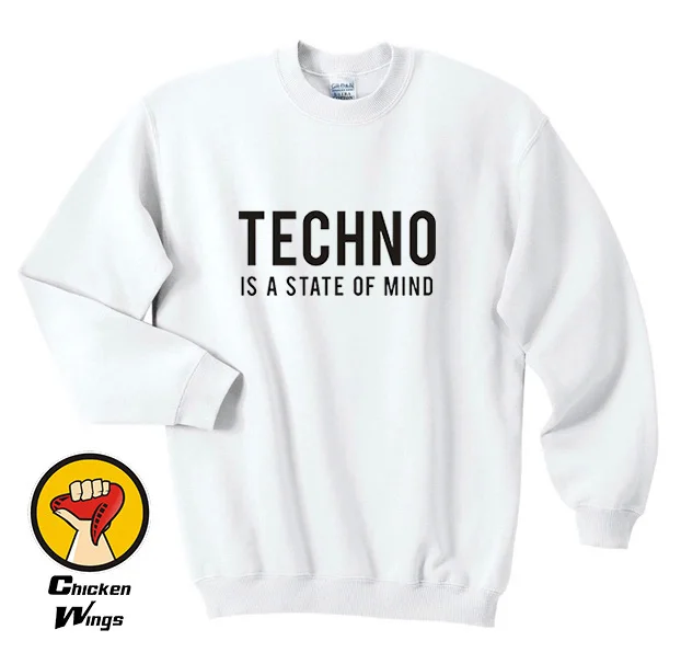 Футболка «Techno Is A State Of Mind» Tumblr, толстовка унисекс, много цветов, XS-2XL