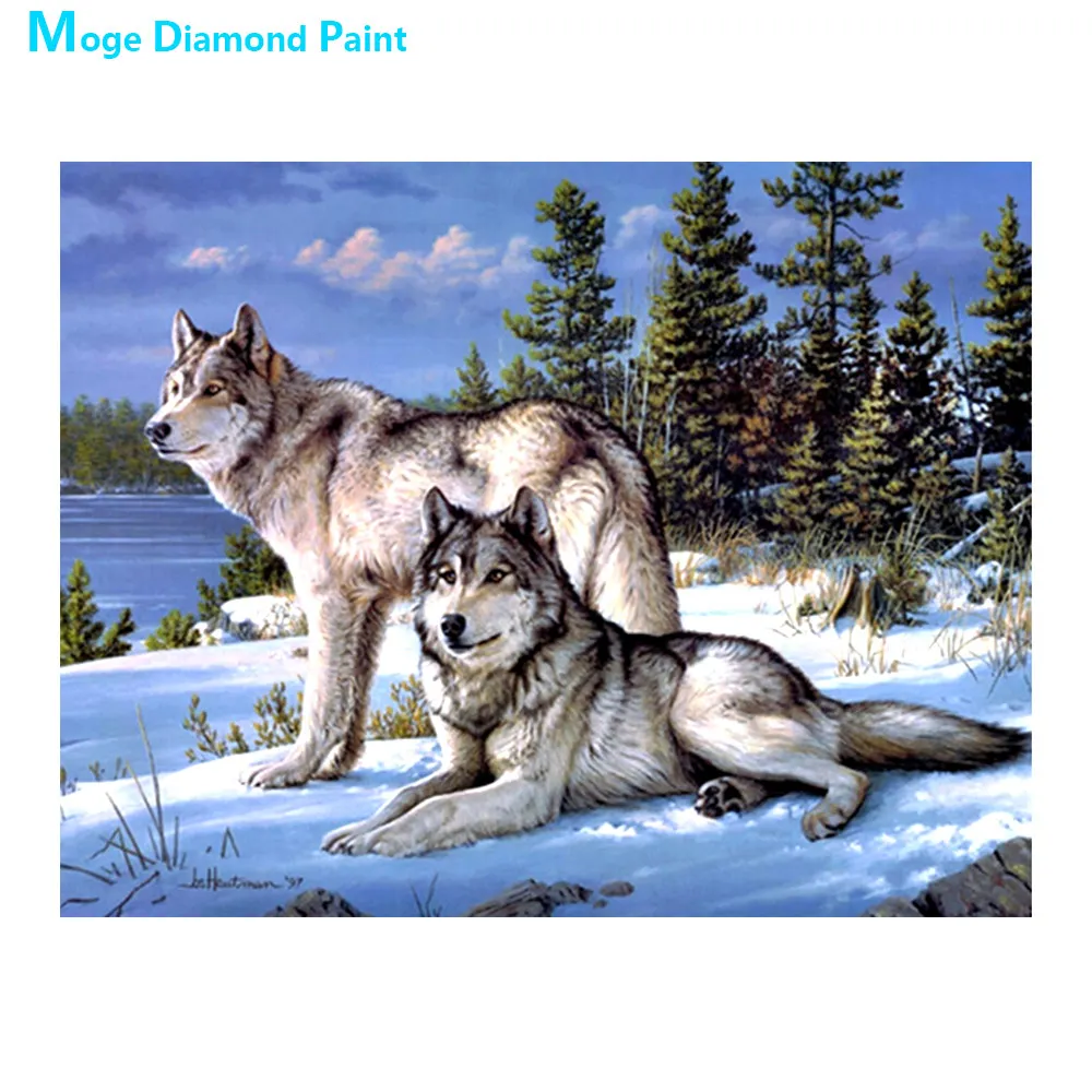 

snow wolf animal Diamond Painting Full Round scenic snow Nouveaute DIY Sticking Drill Cross Embroidery 5D simple Home Decoration