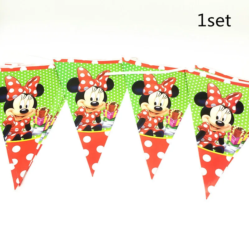 

Pink Minnie Mouse Party Bunting 1 Banner Flags Per Bunting Length 2.5m Party Favors kids boy Mickey Happy Birthday Decoration